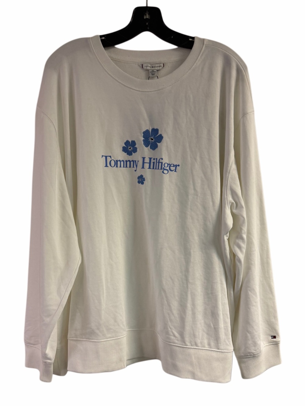 NWT Tommy Hilfiger White Floral Embroidered Sweatshirt Size XXL